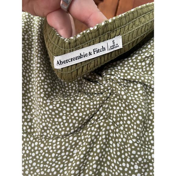 Abercrombie & Fitch Women's Knot Front Mini Dress Polka Dot Green White Size S - Picture 7 of 12